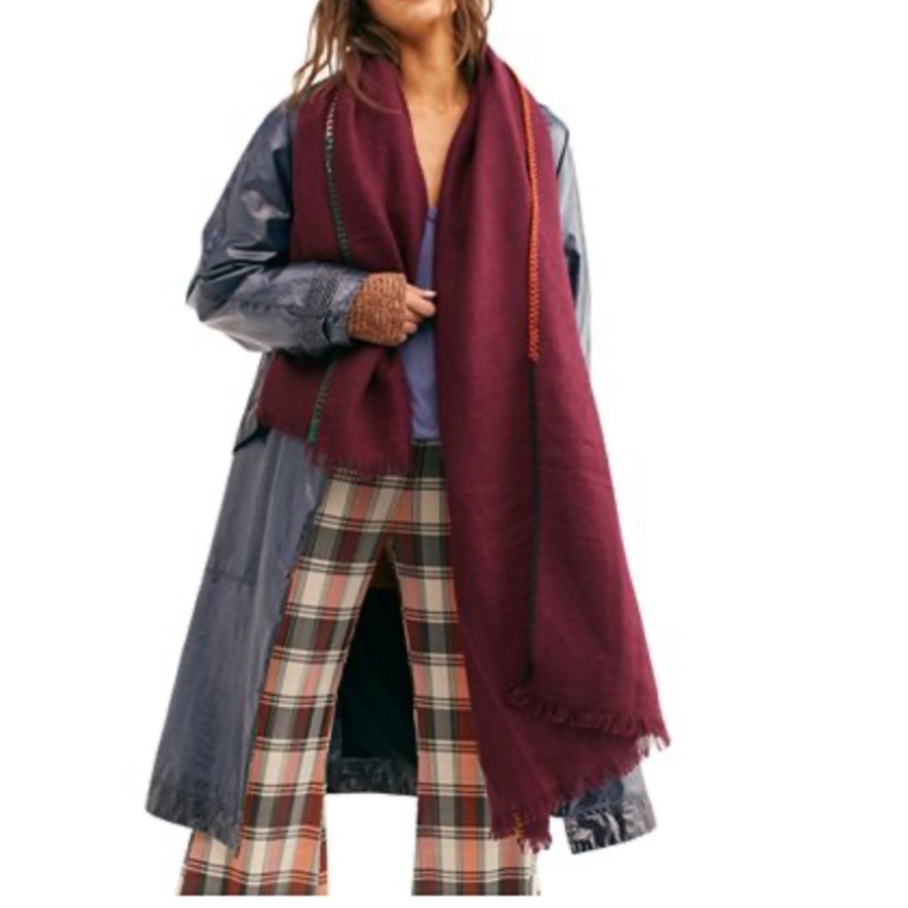 Free People Wine Oversized Scarf
